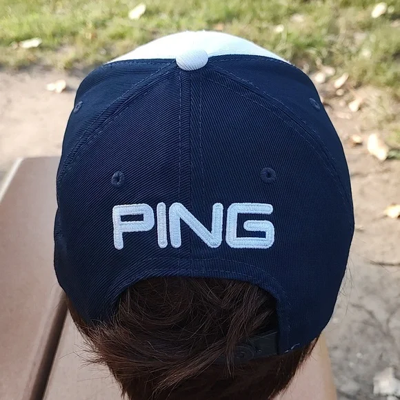 PING Embroidered White Blue Red Visor Snapback Golf Cap Hat